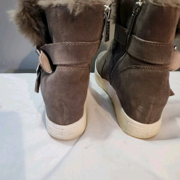 J Slides TAUPE Leather Tina Platform Ankle Side Zip BOOT 7 M - Picture 5 of 6